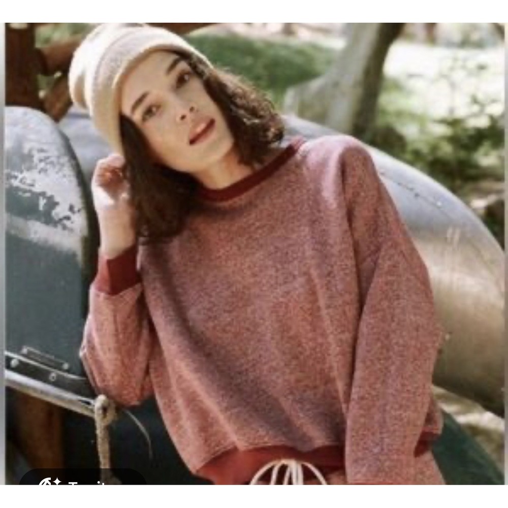 THE GREAT. Womens Size 2 Heathered Red Burgundy Sweatshirt Crewneck